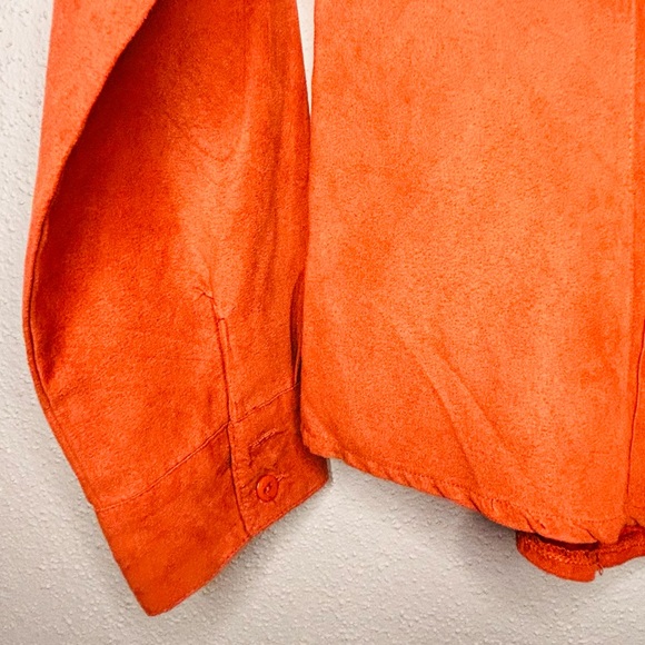 Lemon grass long sleeve collar button down burnt orange shirt jacket size med. - Picture 3 of 6